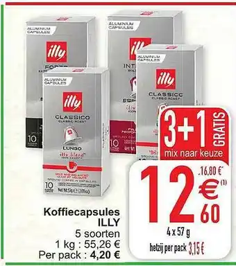 Cora Koffiecapsules Illy 3+1 Gratis Mix Naar Keuze aanbieding