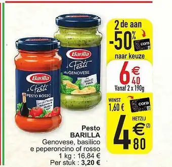 Cora Pesto Barilla Genovese Basilico E Peperoncino Of Rosso 2 De Aan -50% Naar Keuze aanbieding