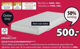 Jysk Dreamzone Gold F155 Schuimmatras aanbieding