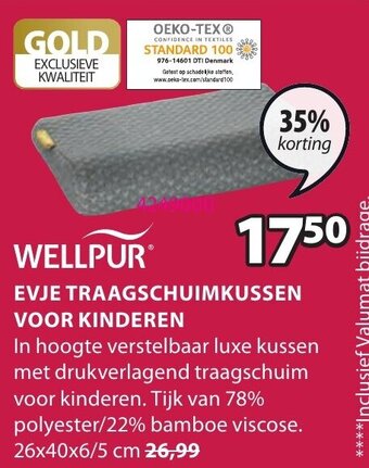 Jysk Wellpur Evje Traagschuimkussen Voor Kinderen aanbieding