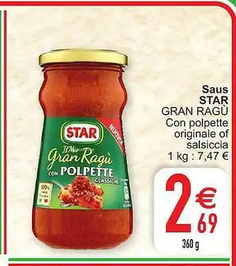 Cora Saus Star Gran Ragú Con Polpette Originale Of Salsiccia aanbieding