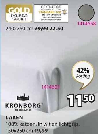 Jysk Kronborg Laken 150x250cm aanbieding