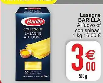 Cora Lasagne Barilla All'uovo Of Con Spinaci aanbieding