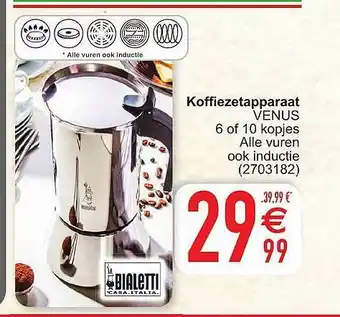 Cora Koffiezetapparaat Venus 6 Of 10 Kopjes Alle Vuren Ook Inductie aanbieding