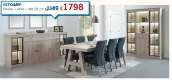 De Prijzenklopper Eetkamer Dressoir + vitrine + tafel 225 cm aanbieding