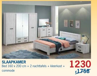 De Prijzenklopper Slaapkamer Bed 160 x 200 cm + 2 nachttafels + kleerkast + commode aanbieding