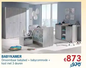 De Prijzenklopper Babykamer Omvormbaar babybed + babycommode + kast met 3 deuren aanbieding