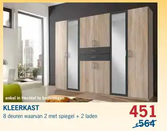 De Prijzenklopper Kleerkast 8 deuren waarvan 2 met spiegel + 2 laden aanbieding