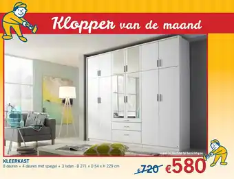 Kleerkast 8 deuren + 4 deuren met spiegel + 3 laden