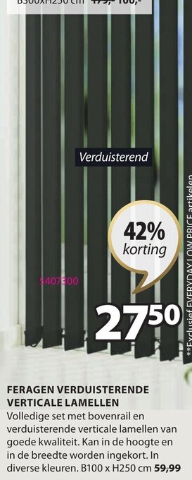 Feragen Verduisterende Verticale Lamellen B100 X H250cm