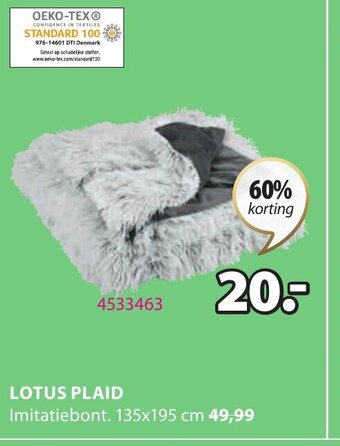 Jysk Lotus Plaid 135x195cm aanbieding
