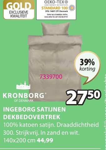 Jysk Kronborg Ingeborg Satijnen Dekbedovertrek aanbieding