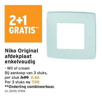 GAMMA Niko Original afdekplaat enkelvoudig aanbieding
