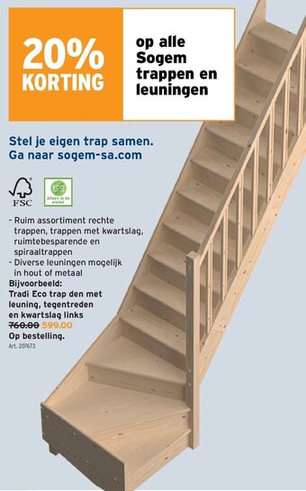 GAMMA Tradi Eco trap den met leuning, tegentreden en kwartslag links aanbieding