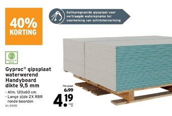 GAMMA Gyproc gipsplaat waterwerend Handyboard dikte 9,5mm aanbieding