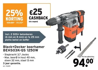 GAMMA Black + Decker boorhamer BEHSO3K-QS 1250W aanbieding