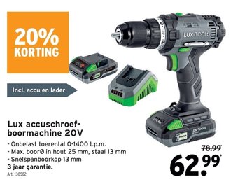 GAMMA Lux accuschroefboormachine 20V aanbieding