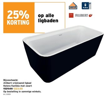 GAMMA Allibert vrijstaand ligbad Kolora Kambia mat zwart aanbieding