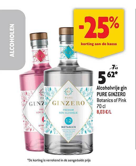 Alcoholvrije gin pure ginzero promotie bij Louis Delhaize