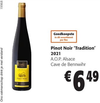 Colruyt Pinot Noir Tradition 2021 aanbieding