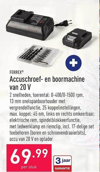ALDI Accuschroef- en boormachine van 20 v aanbieding