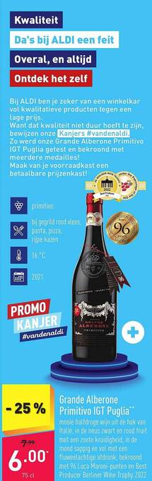 ALDI Grande alberone primitivo igt puglia aanbieding