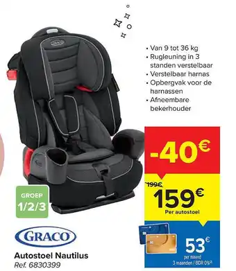 Carrefour Autostoel nautilus aanbieding