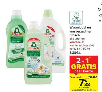 Carrefour Wasmiddel en wasverzachter frosch aanbieding