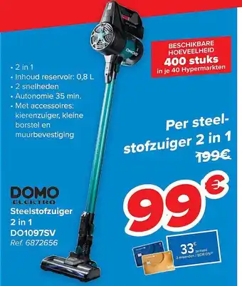 Carrefour Steelstofzuiger 2 in 1 aanbieding