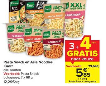 Carrefour Pasta snack en asia noodles knorr aanbieding
