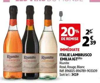 Italie Lambrusco Emilia IGT Riunite Rosé, Rouge, Blanc