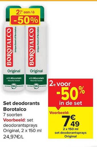 Carrefour Set deodorants borotalco aanbieding