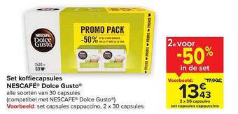 Carrefour Set koffiecapsules nescafé dolce gusto aanbieding