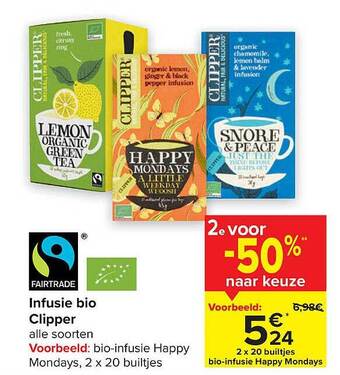 Carrefour Infusie bio clipper aanbieding