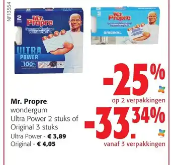 Colruyt Mr. Propre Wondergum Ultra Power 2 Stuks of Original 3 Stuks aanbieding