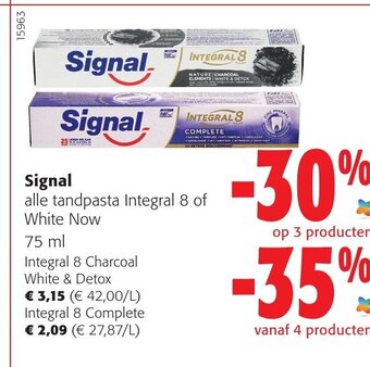 Colruyt Signal Alle Tandpasta Integral 8 of White Now 75ml aanbieding