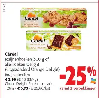 Colruyt Céréal Rozijnenkoeken 360g of Alle Koeken Delight aanbieding