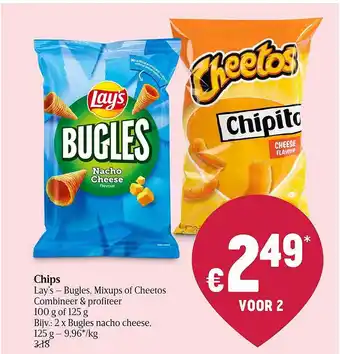 Delhaize Chips lay's bugles, mixups of cheetos aanbieding