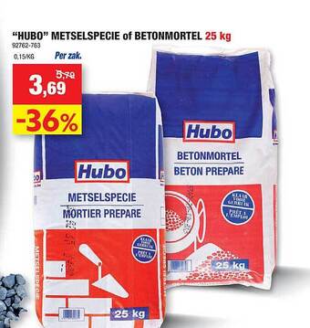 Hubo Hubo metselspecie of betonmortel aanbieding