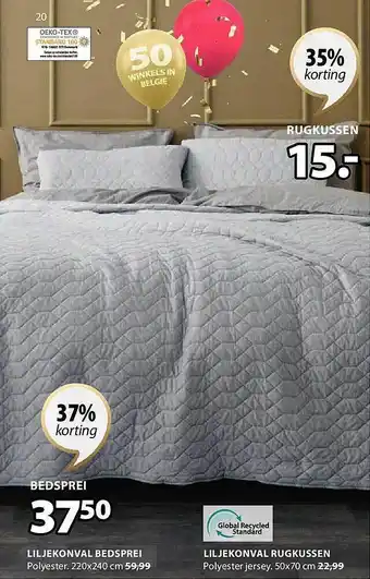 Jysk Liljekonval bedsprei, liljekonval rugkussen aanbieding