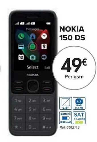 Carrefour Nokia 150 ds aanbieding