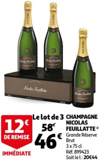 Auchan Champagne Nicolas Feuillatte Grande Réserve Brut aanbieding