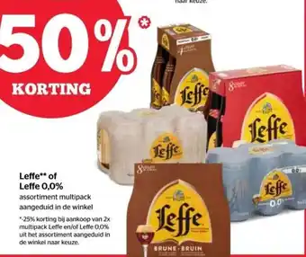 Spar Leffe of Leffe 0,0% Assortiment multipack aangeduid in de winkel aanbieding
