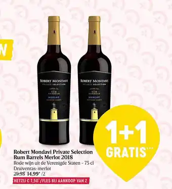 Delhaize Robert mondavi private selection rum barrels merlot aanbieding