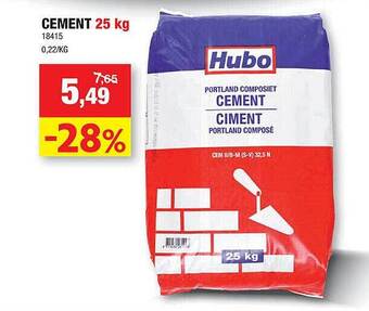 Hubo Cement 25 kg aanbieding