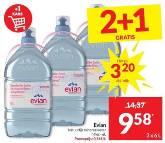 Intermarché Evian Natuurlijk mineraalwater In fles - 6L aanbieding
