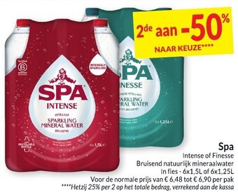 Intermarché Spa Intense of Finesse Bruisend natuurlijk mineraalwater aanbieding
