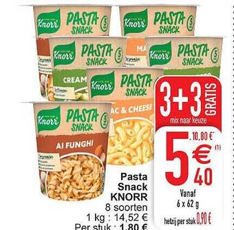 Cora Pasta snack knorr aanbieding