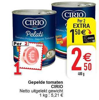 Cora Gepelde tomaten cirio aanbieding