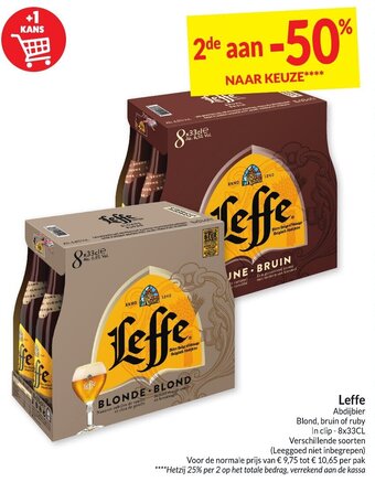 Intermarché Leffe Abdijbier Blond, bruin of ruby In clip-8x33CL aanbieding